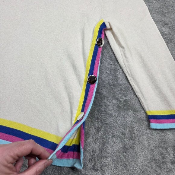 Vilagallo Sweater Womens XS Cream Rainbow Stripe Cashmere Blend Beachy Resort - Picture 4 of 10